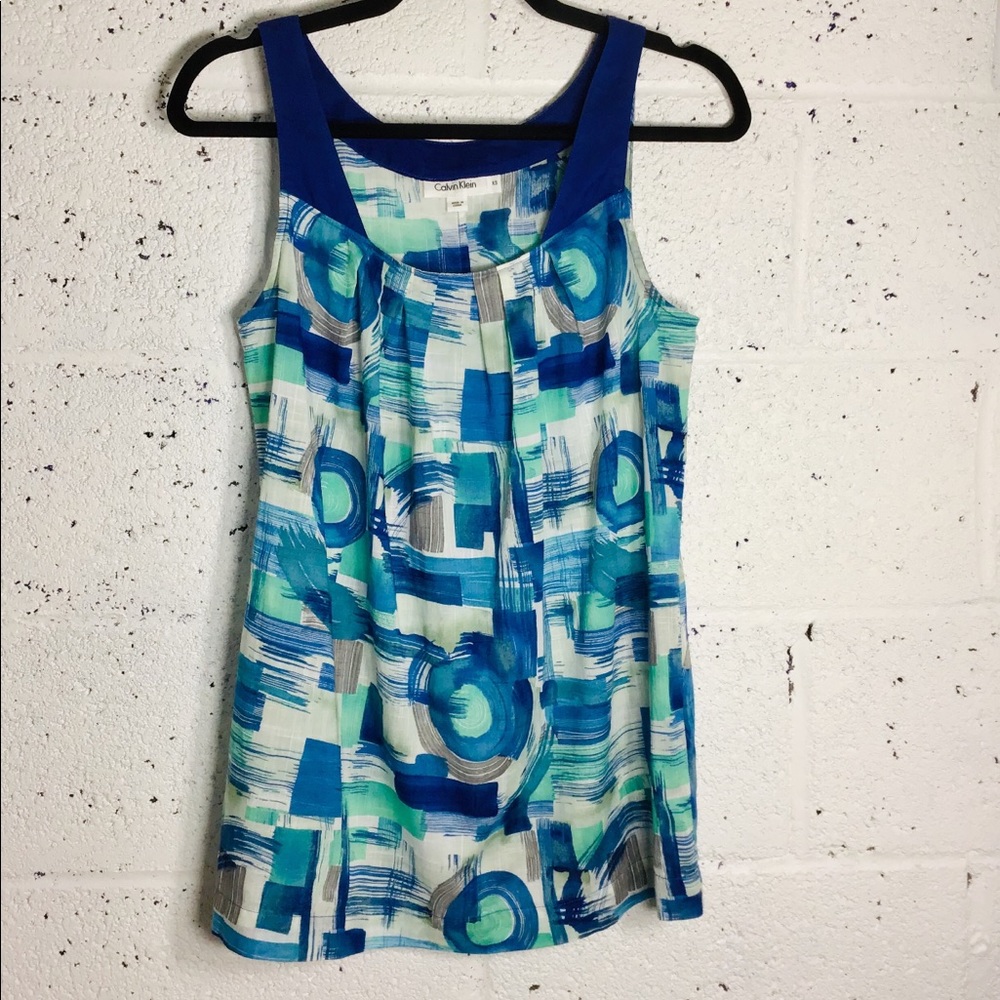 Calvin Klein Camisole Tank Top W/ Pleated Neck